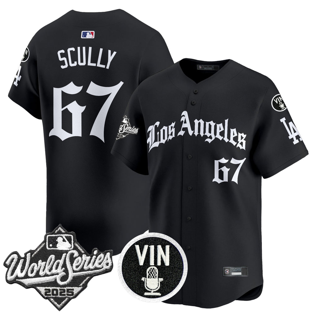 Men's Dodgers 2025 World Series Vapor Premier Limited Jersey - LA Gothic Edition - All Stitched