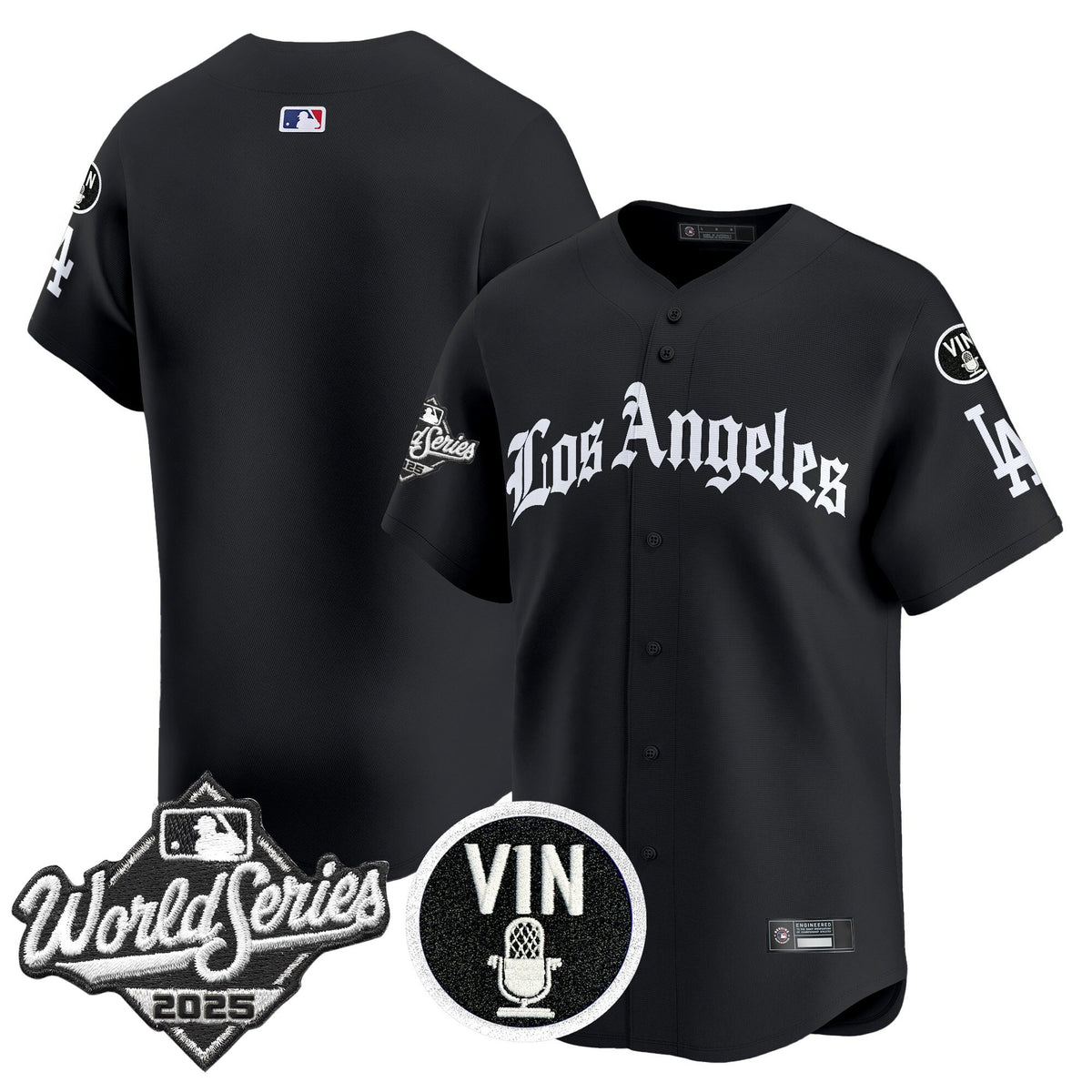 Men's Dodgers 2025 World Series Vapor Premier Limited Jersey - LA Gothic Edition - All Stitched