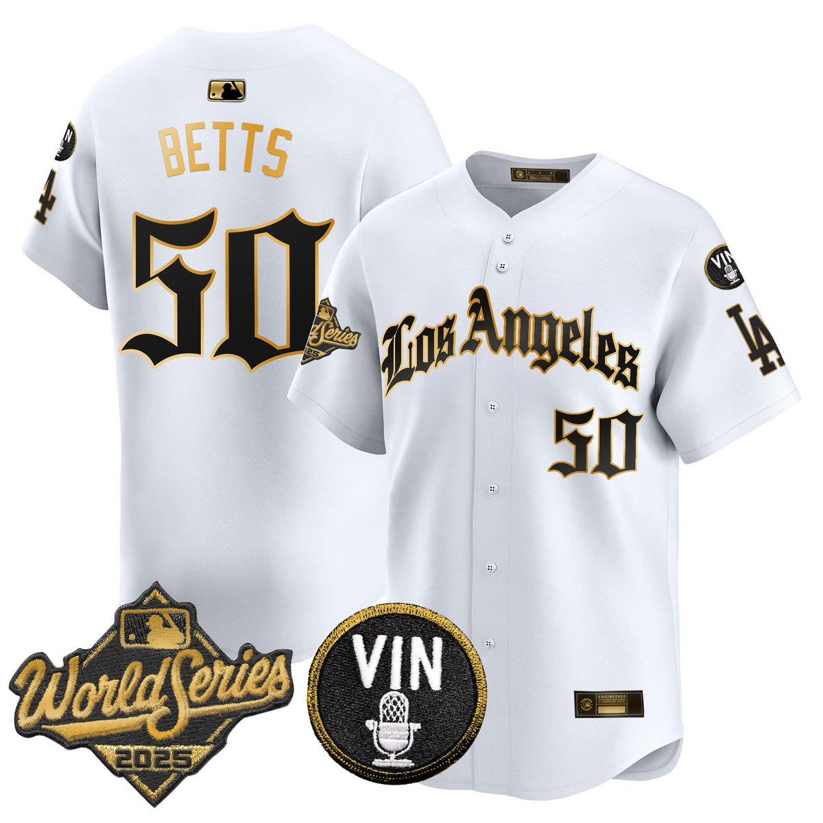 Men's Dodgers 2025 World Series Vapor Premier Limited Jersey - LA Gothic Edition - All Stitched
