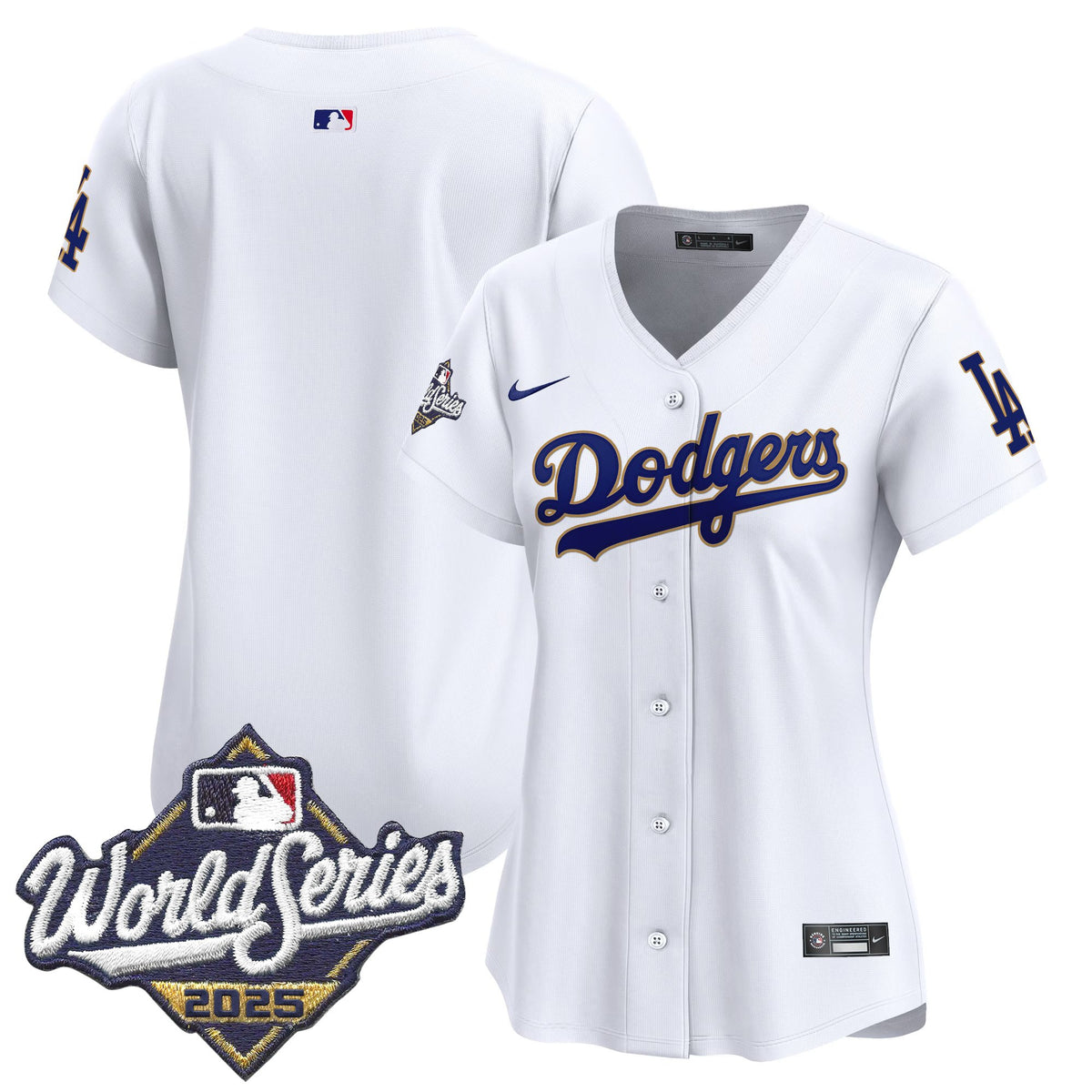 Women's Dodgers 2025 World Series Gold Trim Vapor Premier Limited Jersey - All Stitched