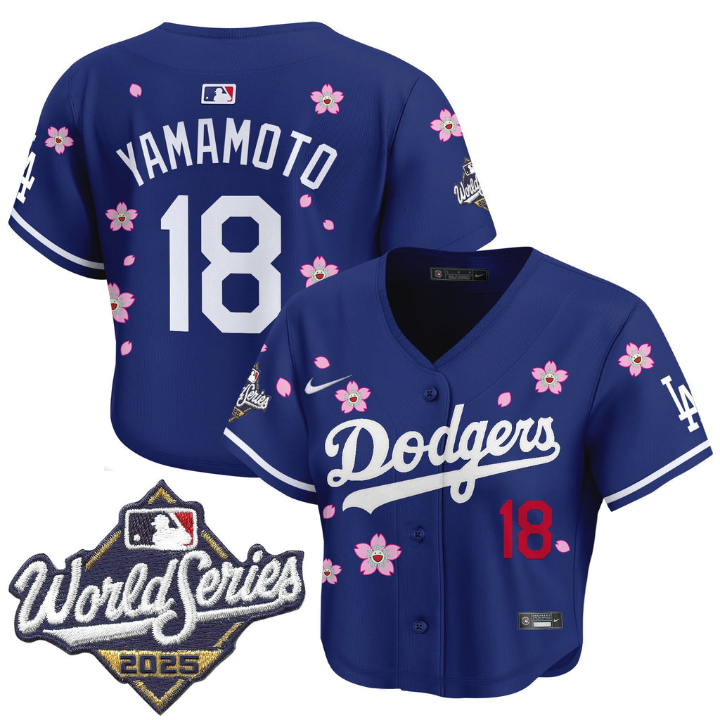 Women's Dodgers 2025 World Series x Tokyo Series Crop Top Baseball Jersey - All Stitched