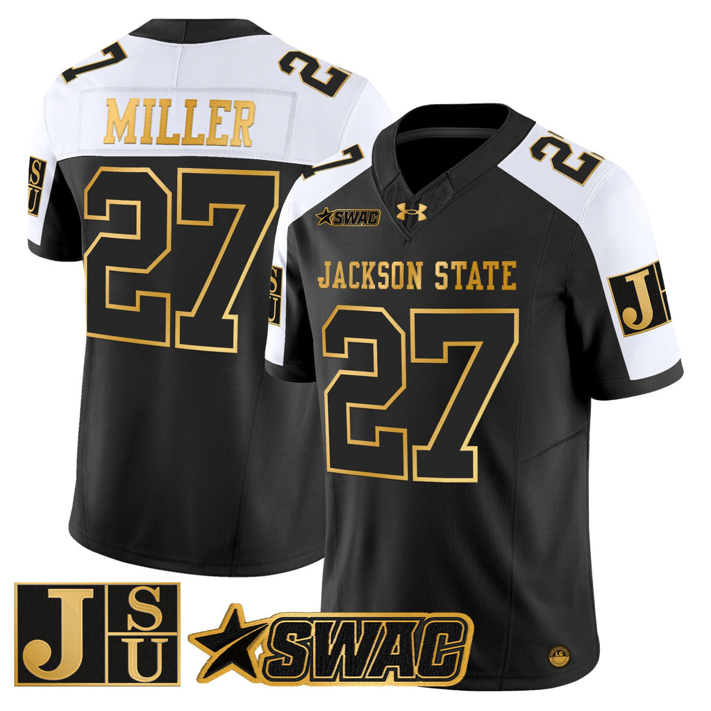 Men's Jackson State Tigers 2025 Gold Vapor Limited Jersey - All Stitched