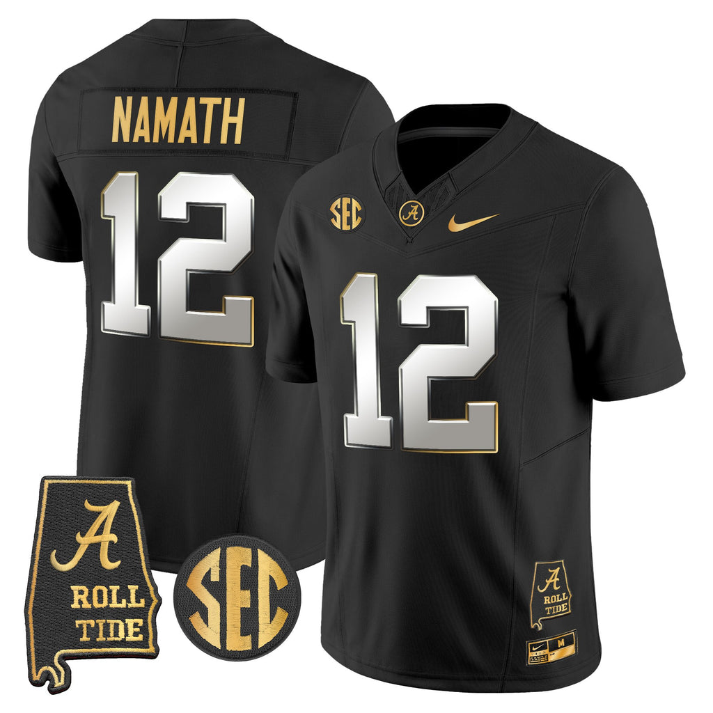 Men's Alabama Crimson Tide 2025 Gold Vapor Limited Jersey - Alabama Map - All Stitched