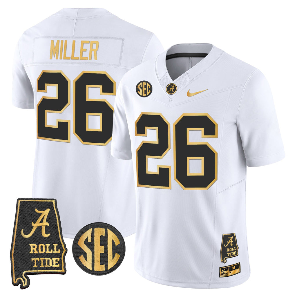 Men's Alabama Crimson Tide 2025 Gold Vapor Limited Jersey - Alabama Map - All Stitched