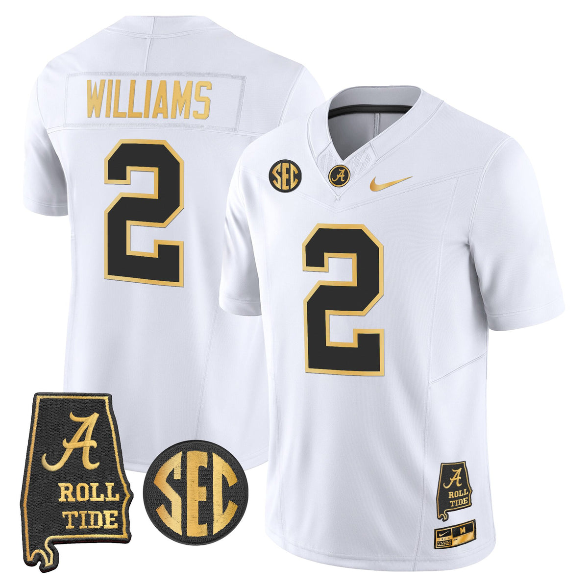Men's Alabama Crimson Tide 2025 Gold Vapor Limited Jersey - Alabama Map - All Stitched