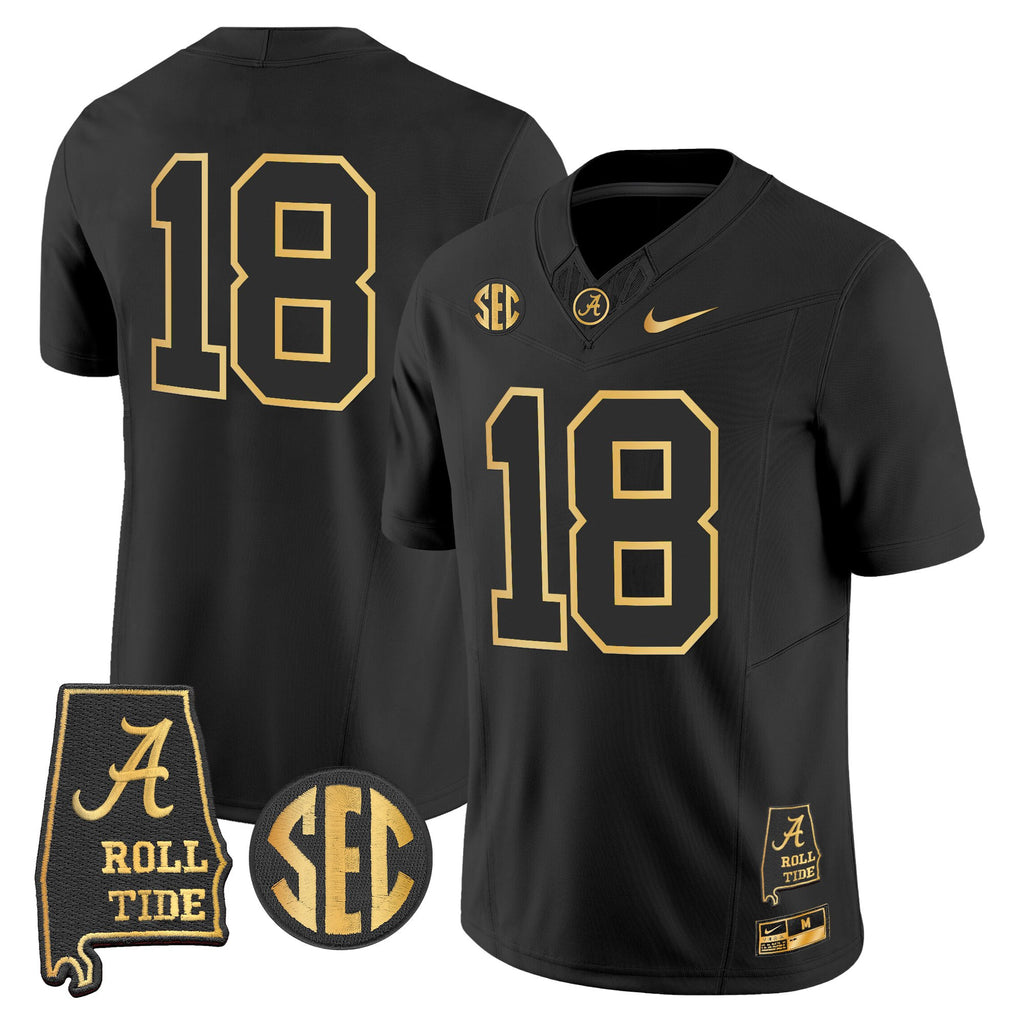Men's Alabama Crimson Tide 2025 Gold Vapor Limited Jersey - Alabama Map - All Stitched