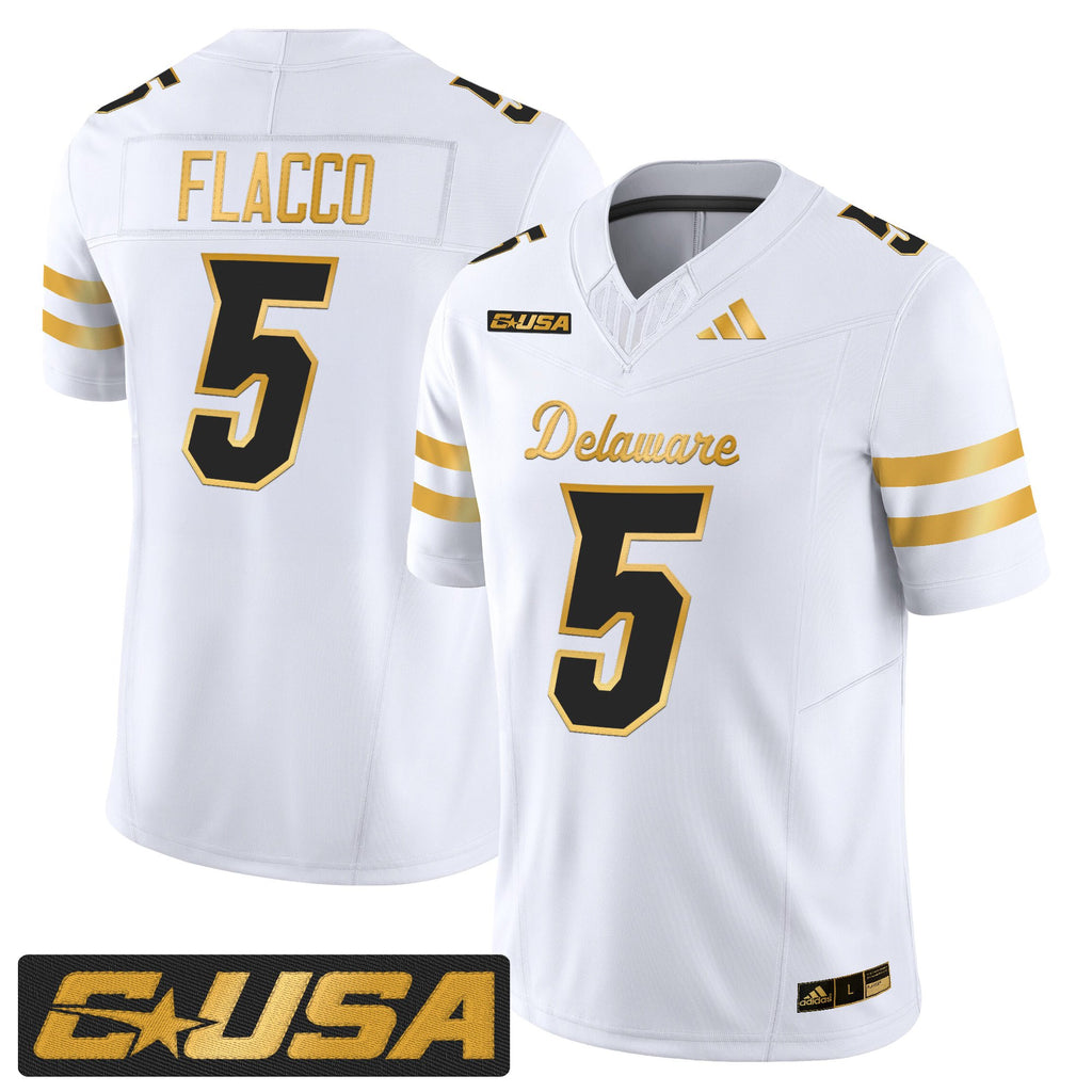 Men's Delaware Blue Hens 2025 Gold Vapor Limited Jersey - All Stitched