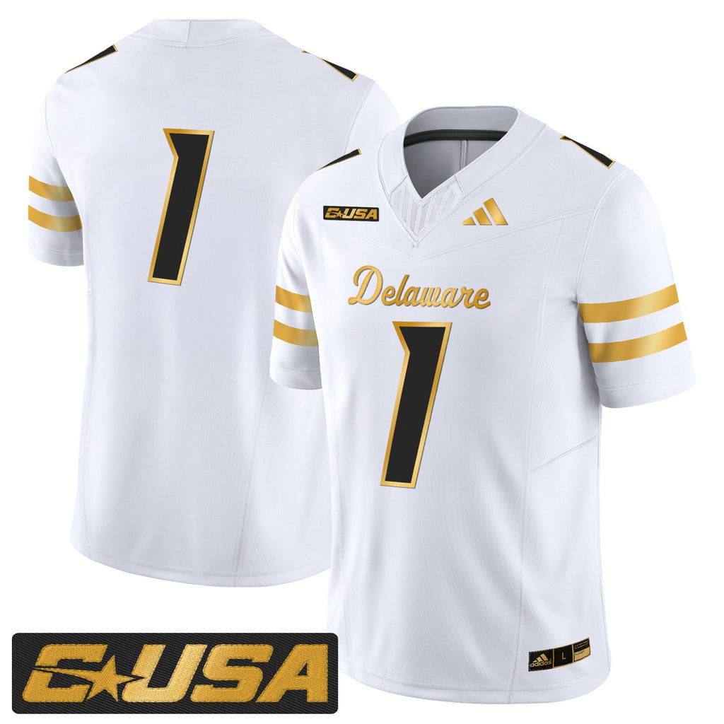 Men's Delaware Blue Hens 2025 Gold Vapor Limited Jersey - All Stitched