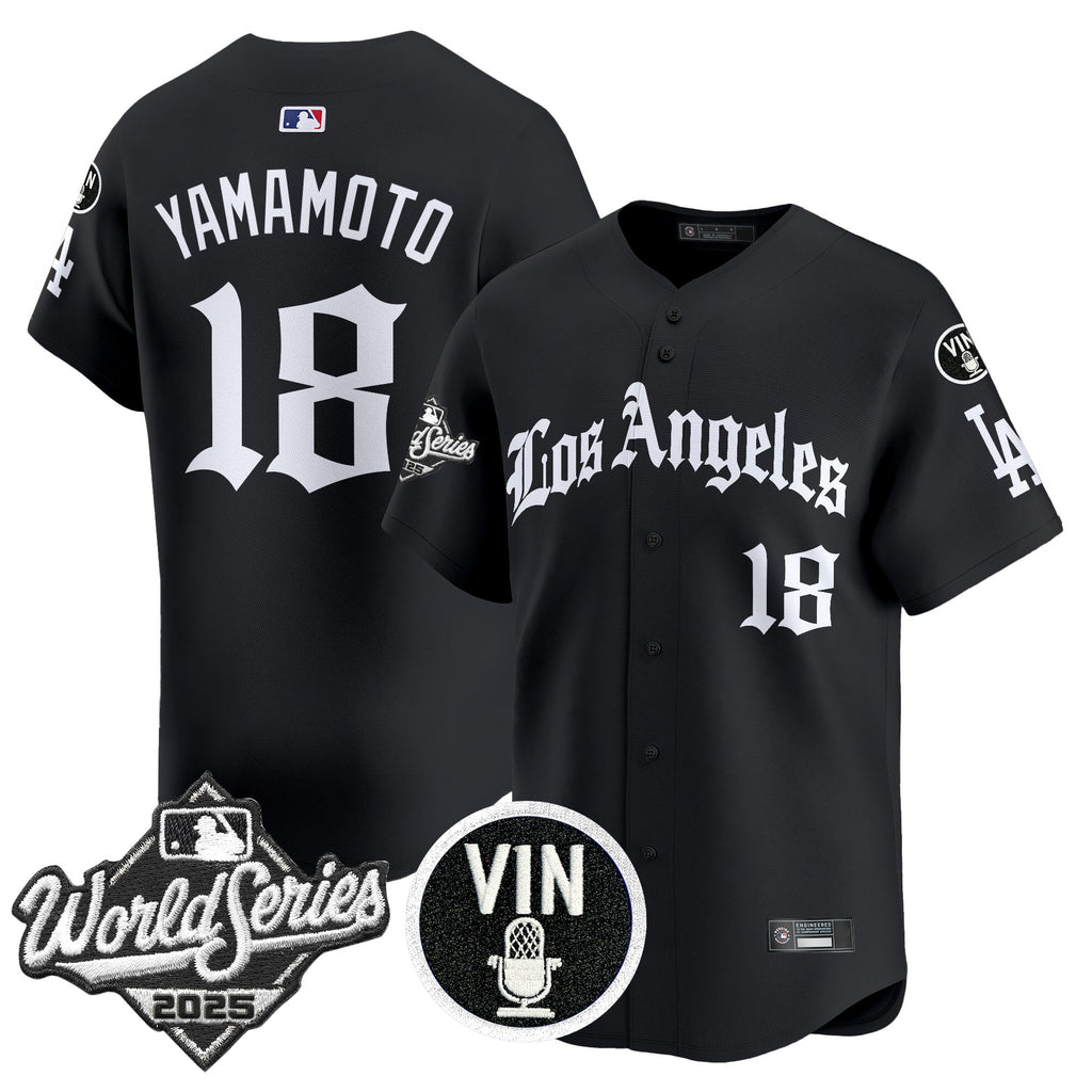 Men's Dodgers 2025 World Series Vapor Premier Limited Jersey - LA Gothic Edition - All Stitched