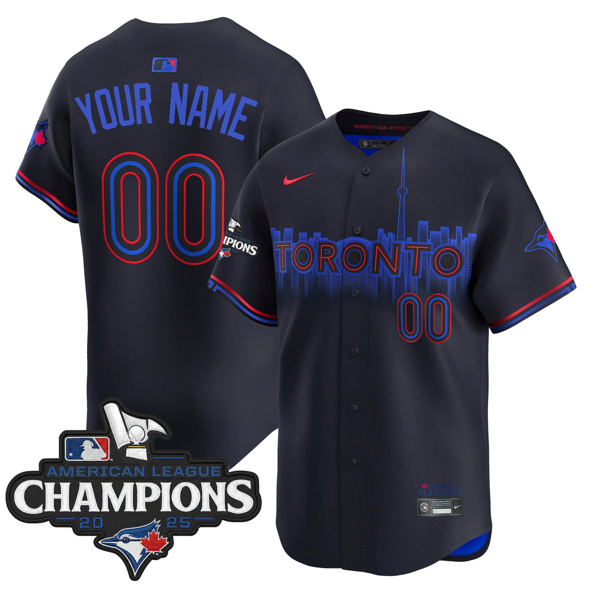 Toronto Blue Jays 2025 American League Champions Vapor Premier Limited Custom Jersey - All Stitched