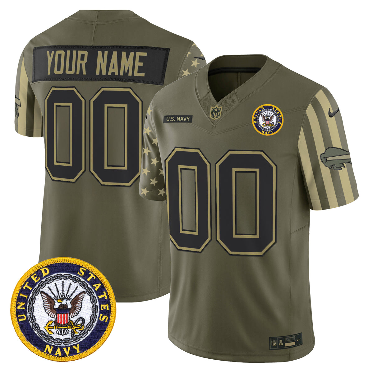 Buffalo Bills x U.S. Military Veteran Vapor Limited Custom Jersey - All Stitched