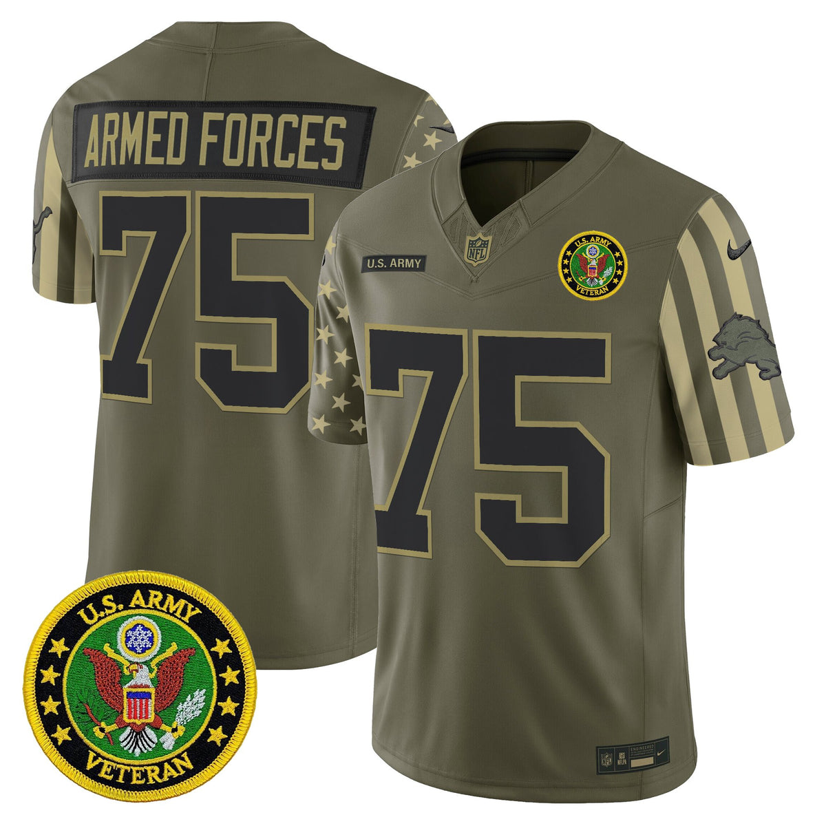 Men's Detroit Lions x U.S. Military Veteran Vapor Limited Jersey - All Stitched