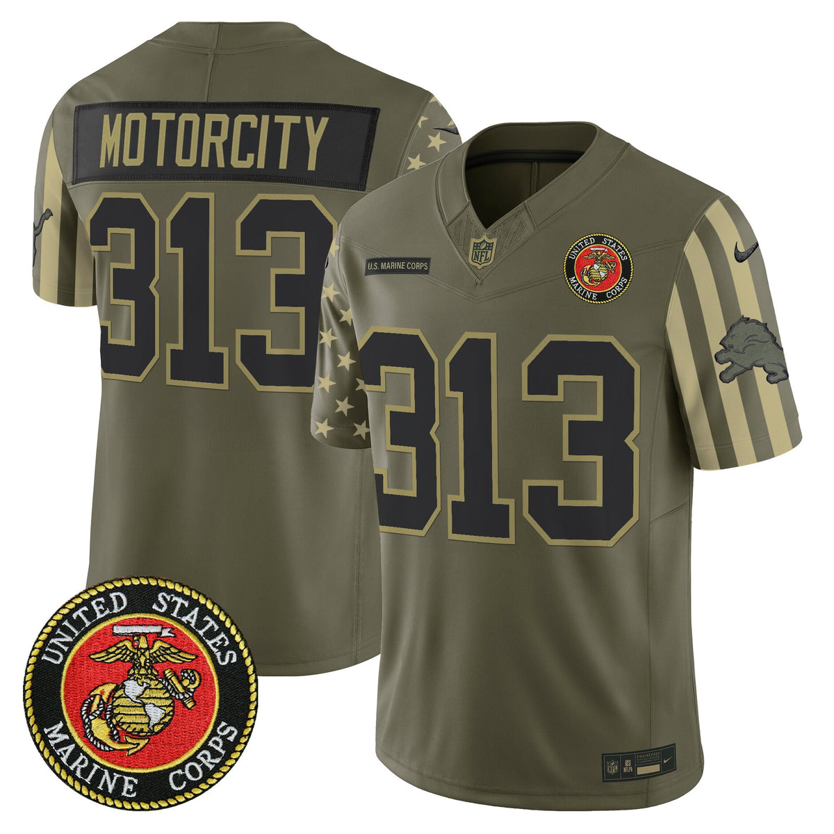 Men's Detroit Lions x U.S. Military Veteran Vapor Limited Jersey - All Stitched