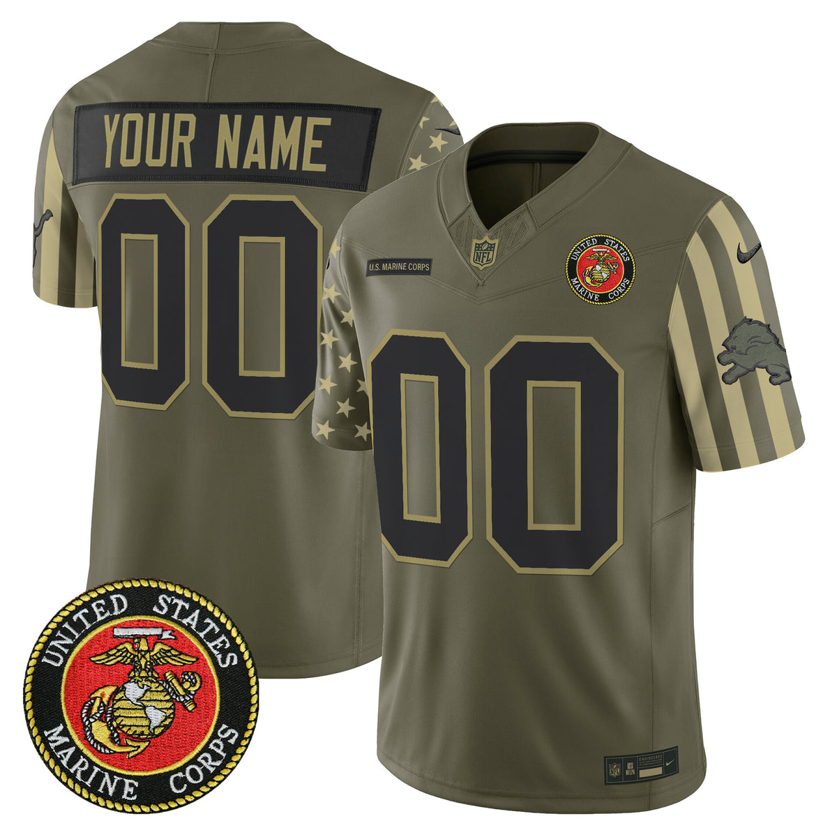 Detroit Lions x U.S. Military Veteran Vapor Limited Custom Jersey - All Stitched