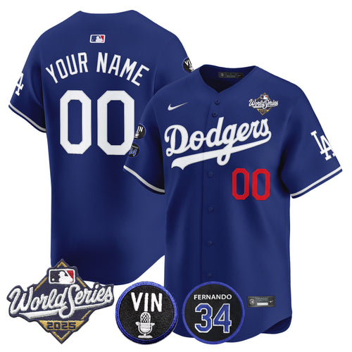 Dodgers 2025 World Series Vapor Premier Limited Custom Jersey - Vin Scully & Fernando Patch - All Stitched