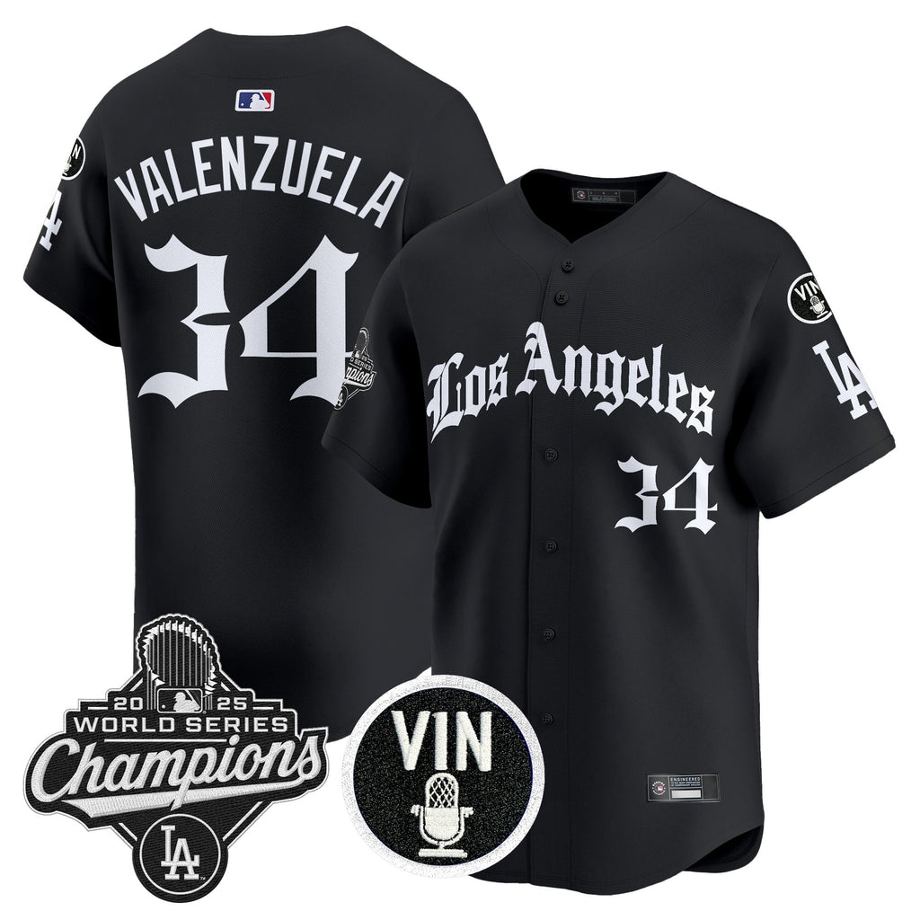 Men's Dodgers 2025 World Series Champions Vapor Premier Limited Jersey - LA Gothic Edition - All Stitched