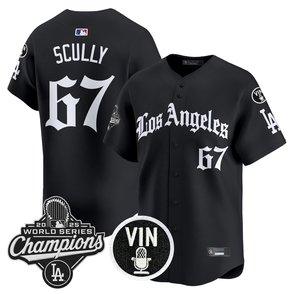 Men's Dodgers 2025 World Series Champions Vapor Premier Limited Jersey - LA Gothic Edition - All Stitched