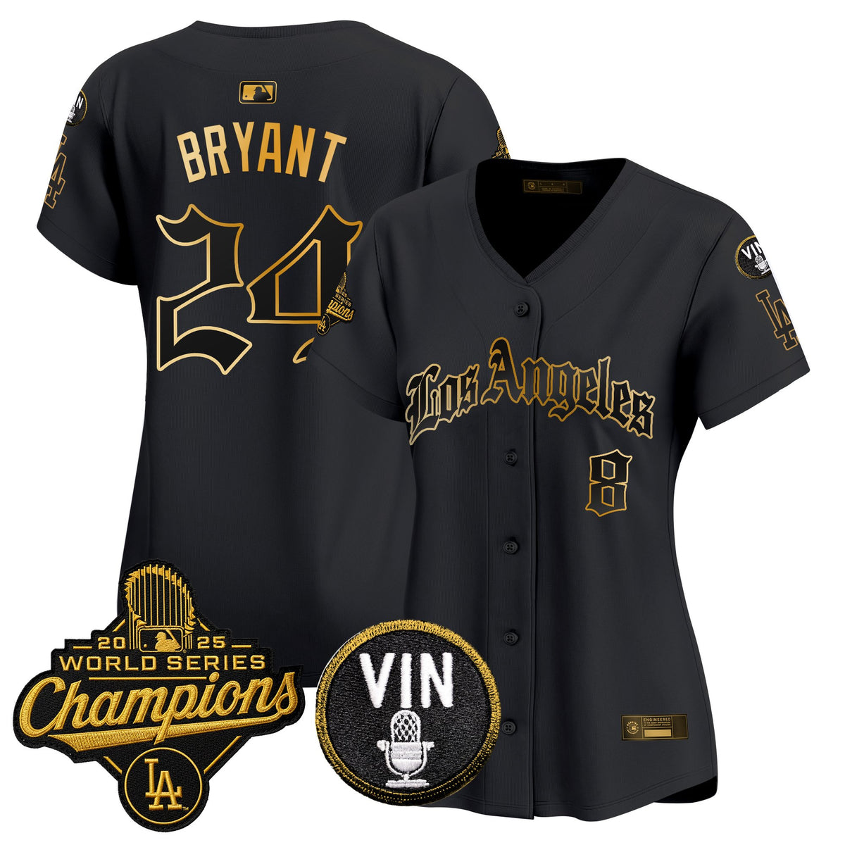 Women's Dodgers 2025 World Series Champions Vapor Premier Limited Jersey - LA Gothic Edition - All Stitched