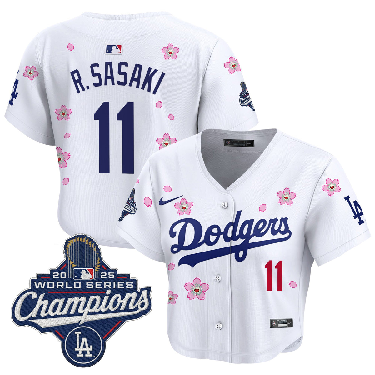 Women's Dodgers 2025 World Series Champions x Tokyo Series Crop Top Baseball Jersey - All Stitched