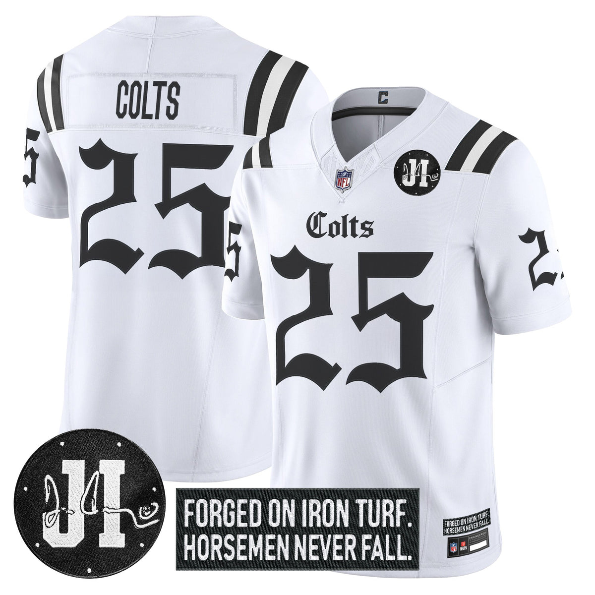 Men's Indianapolis Colts 2025 'Gothic Iron Hoof Edition' Vapor Limited Jersey - Jim Irsay Patch - All Stitched