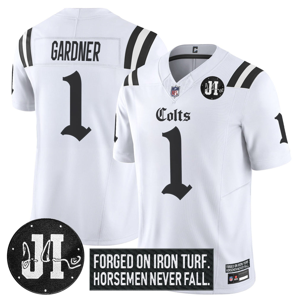 Men's Indianapolis Colts 2025 'Gothic Iron Hoof Edition' Vapor Limited Jersey - Jim Irsay Patch - All Stitched