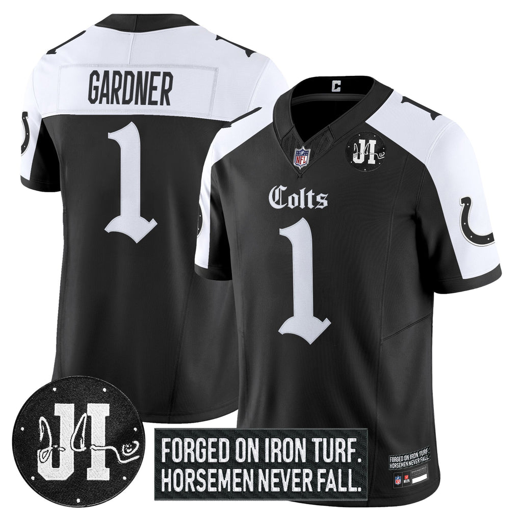 Men's Indianapolis Colts 2025 'Gothic Iron Hoof Edition' Vapor Limited Jersey - Jim Irsay Patch - All Stitched