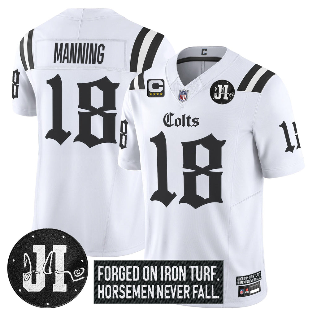 Men's Indianapolis Colts 2025 'Gothic Iron Hoof Edition' Vapor Limited Jersey - Jim Irsay Patch - All Stitched