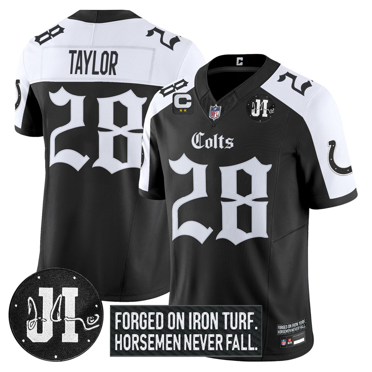 Men's Indianapolis Colts 2025 'Gothic Iron Hoof Edition' Vapor Limited Jersey - Jim Irsay Patch - All Stitched