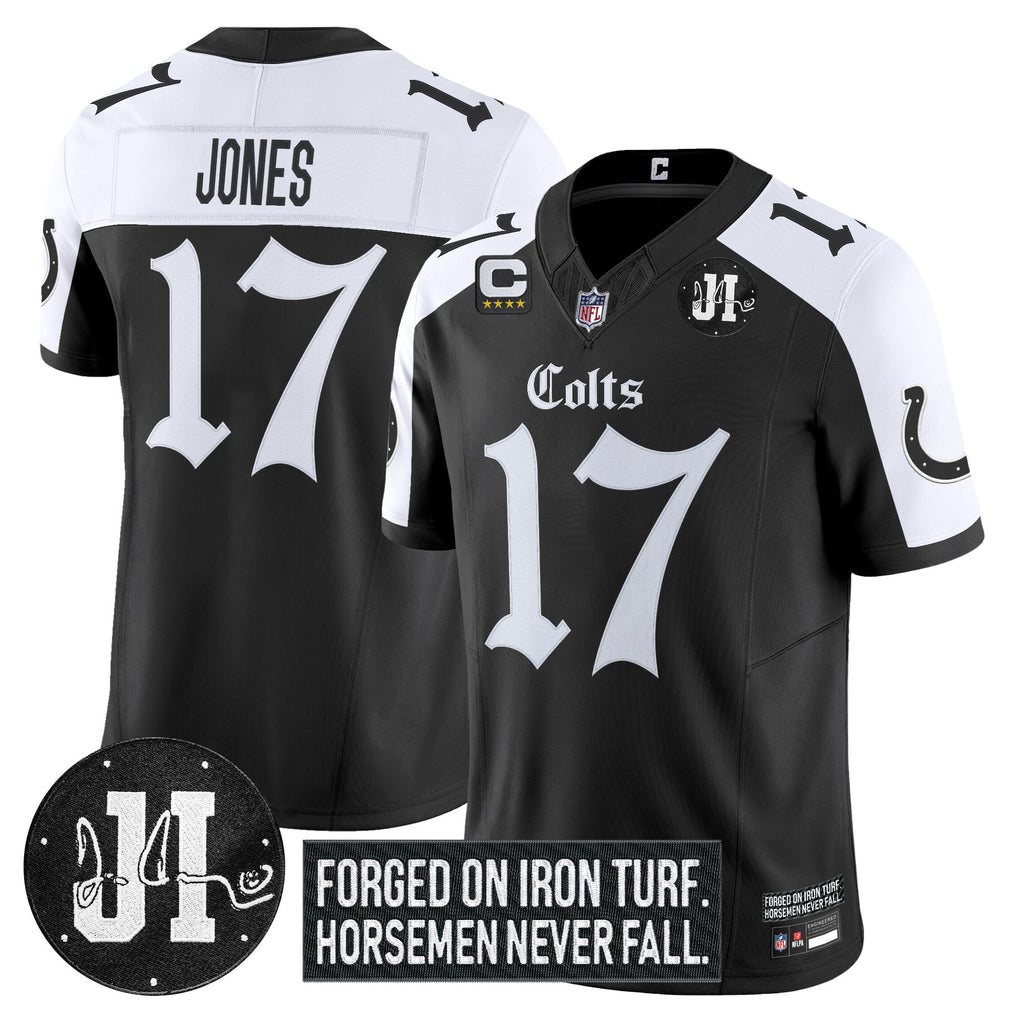 Men's Indianapolis Colts 2025 'Gothic Iron Hoof Edition' Vapor Limited Jersey - Jim Irsay Patch - All Stitched