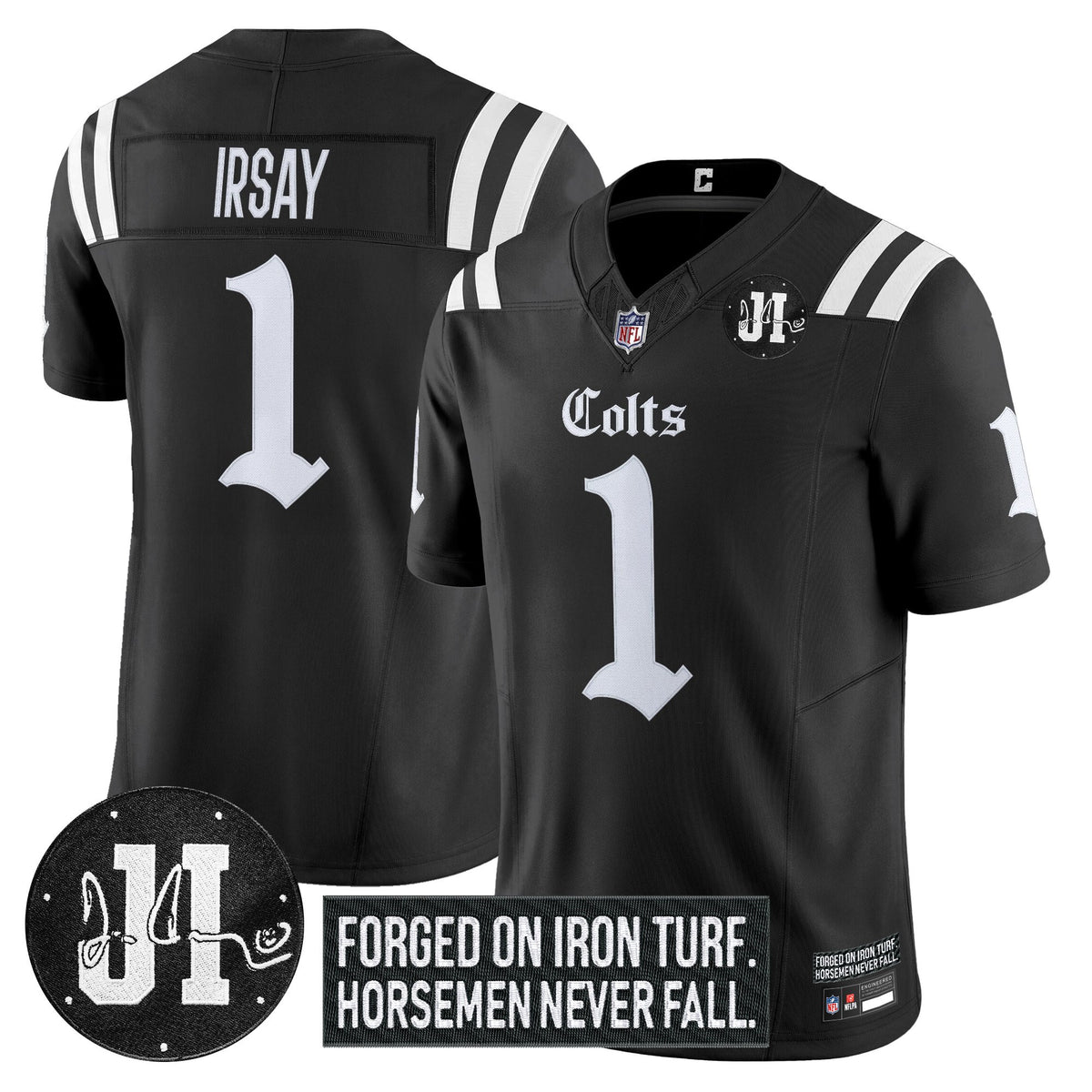 Men's Indianapolis Colts 2025 'Gothic Iron Hoof Edition' Vapor Limited Jersey - Jim Irsay Patch - All Stitched