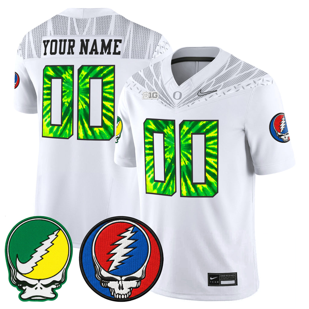 Oregon Ducks 2025 'Grateful Ducks x Grateful Dead' Vapor Limited Custom Jersey - All Stitched