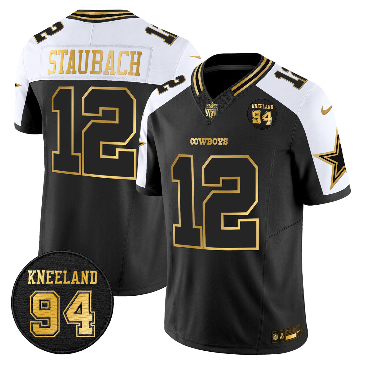 Men's Dallas Cowboys #94 Marshawn Kneeland Memorial Patch Gold Vapor Limited Jersey - All Stitched