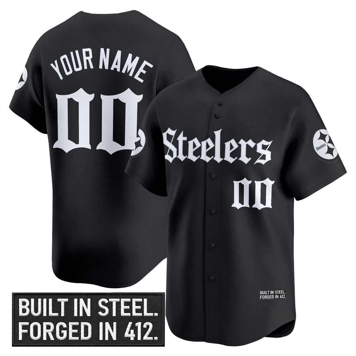 Pittsburgh Steelers 'Gothic Steel City Edition' Vapor Baseball Custom Jersey - All Stitched