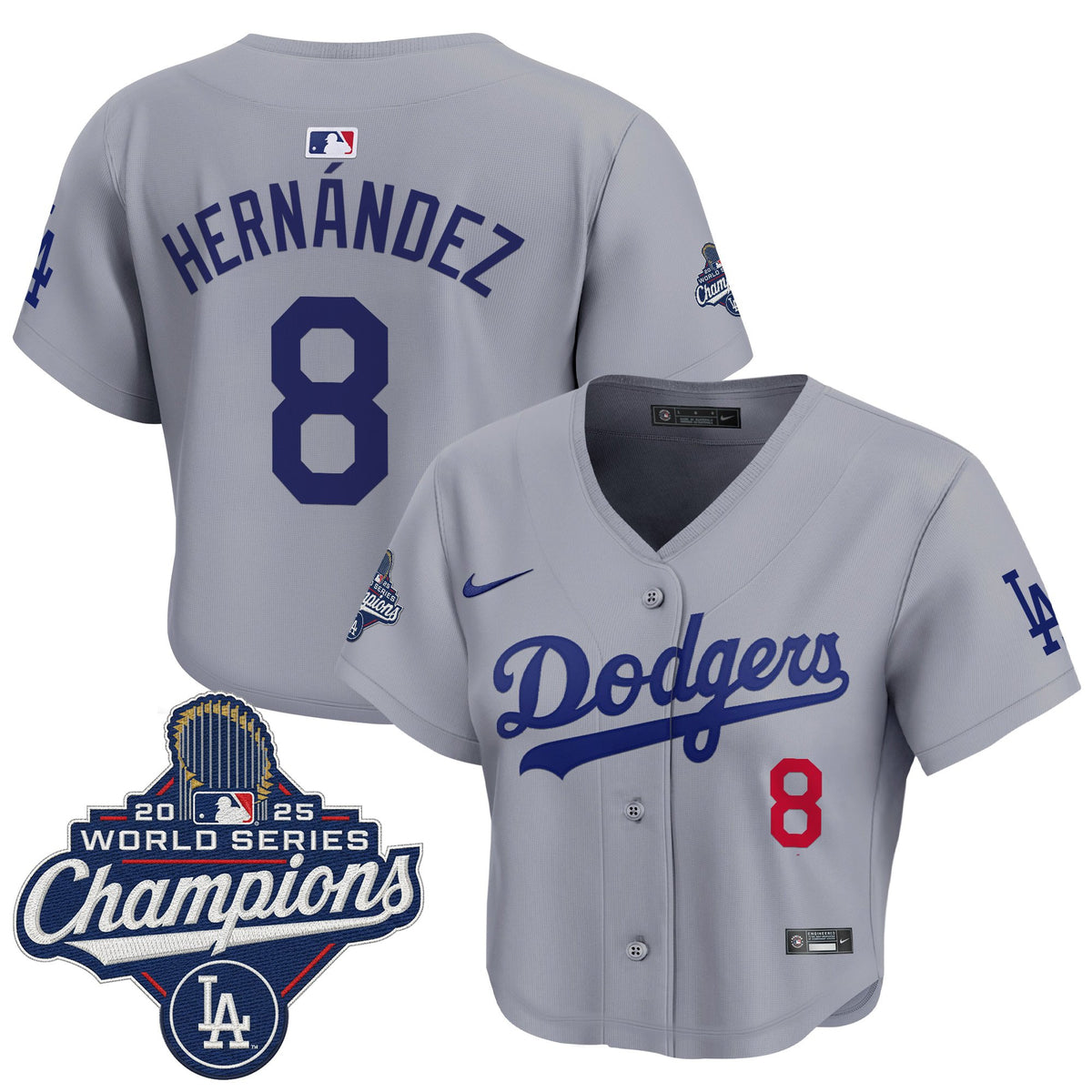 Women's Dodgers 2025 World Series Champions Crop Top Baseball Jersey - All Stitched