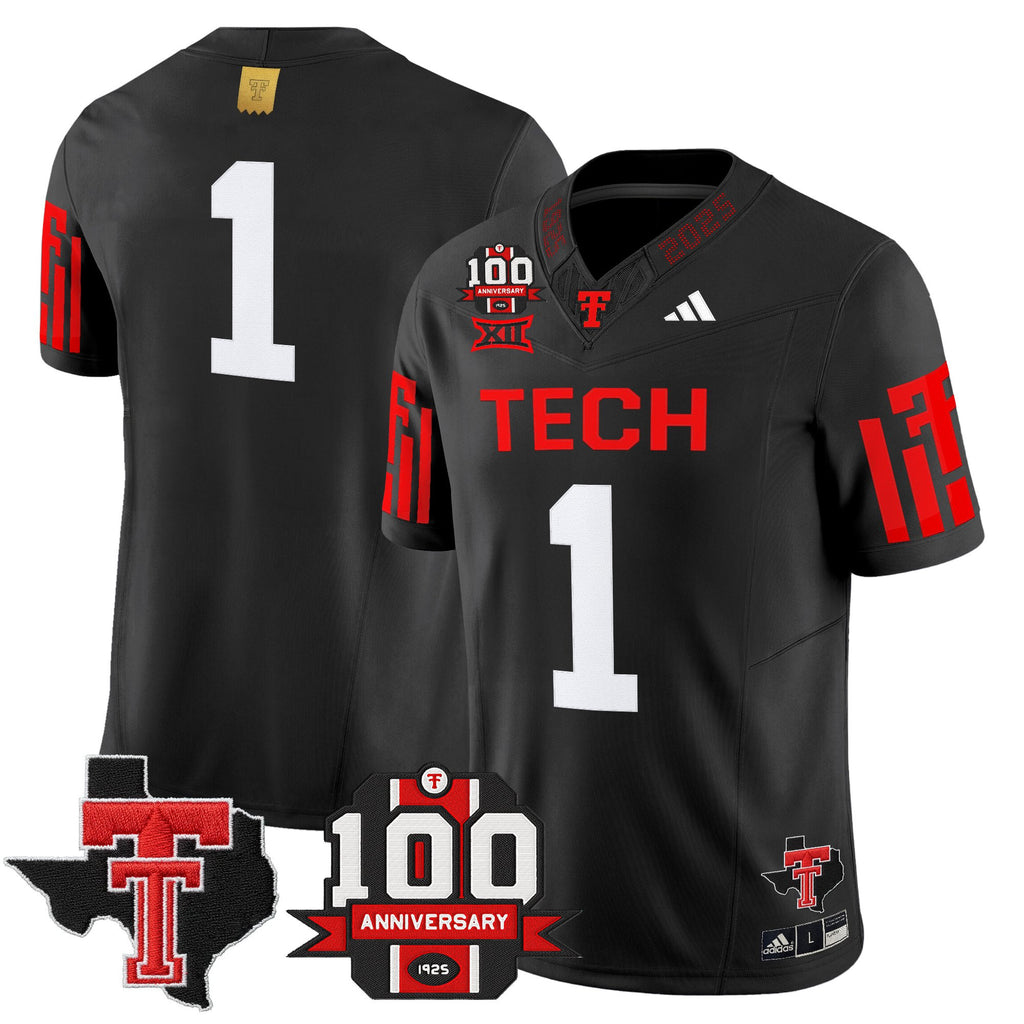 Men's Texas Tech Red Raiders 2025 Vapor Limited Jersey - 100th Anniversary & Texas Patch - All Stitched