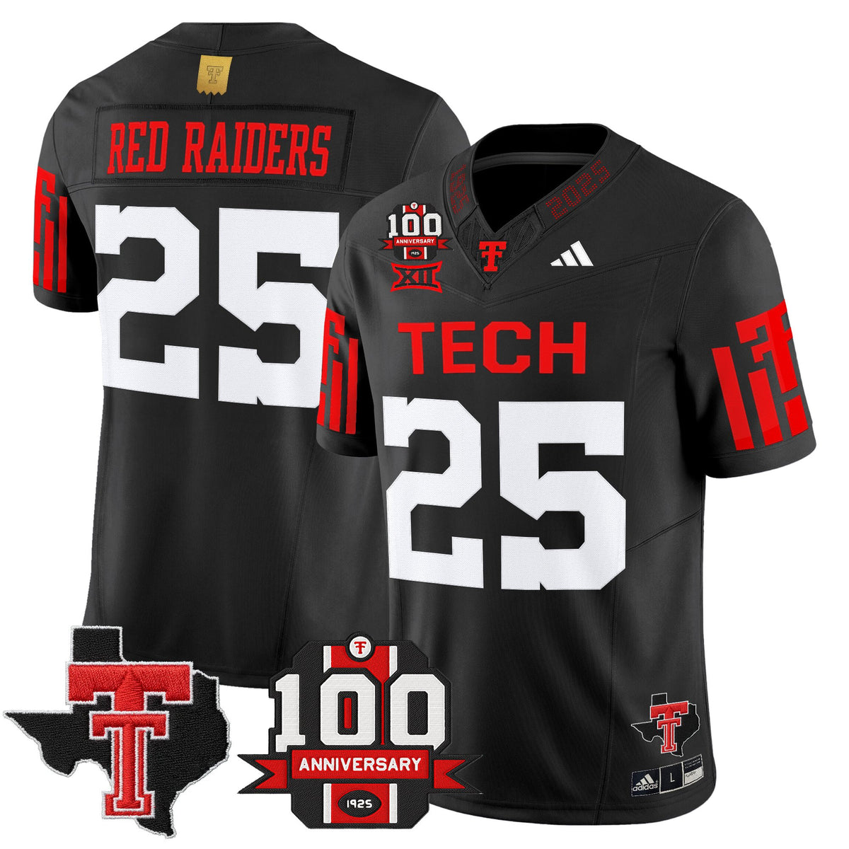 Men's Texas Tech Red Raiders 2025 Vapor Limited Jersey - 100th Anniversary & Texas Patch - All Stitched