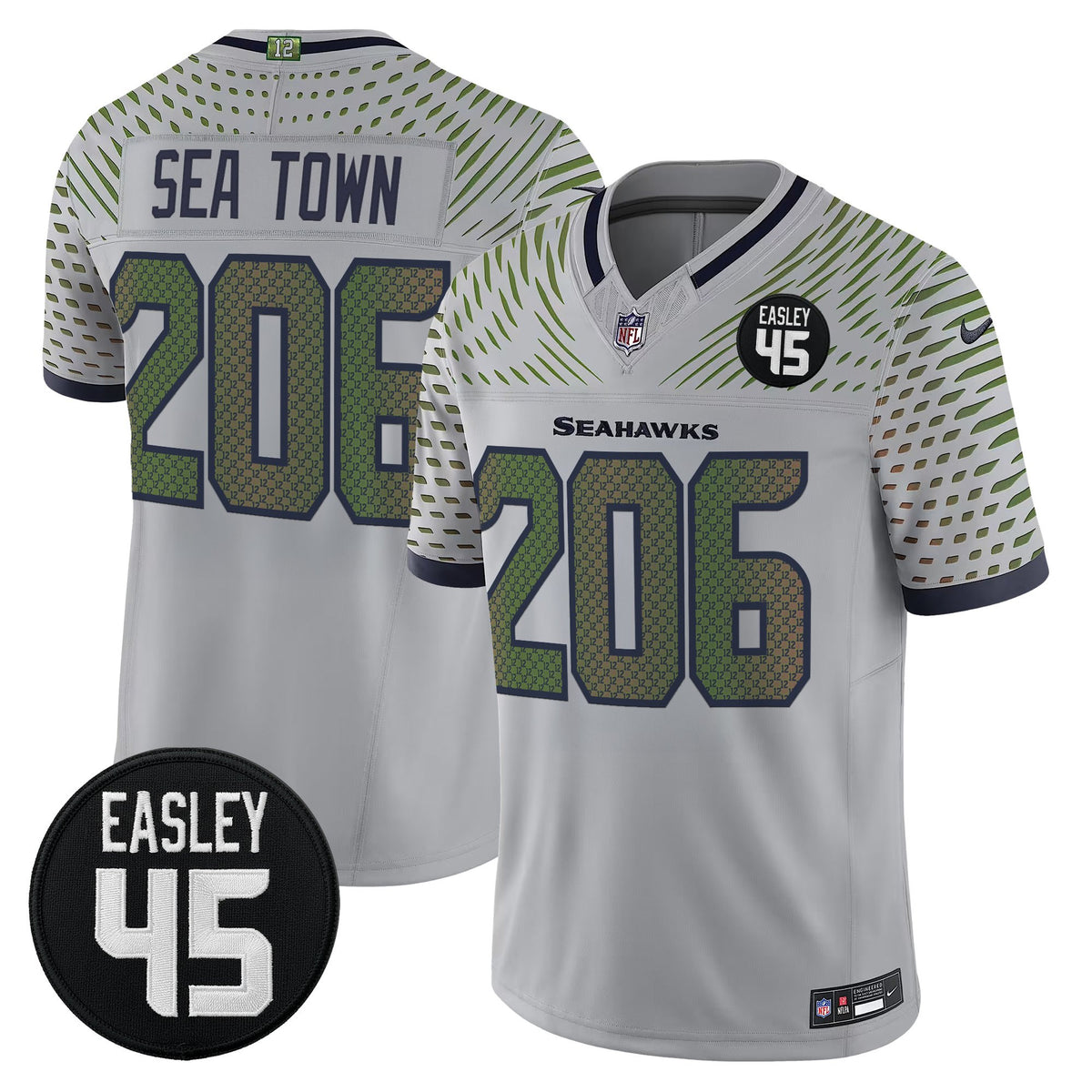 Men's Seattle Seahawks #45 Kenny Easley Memorial Patch Vapor Limited Jersey - All Stitched