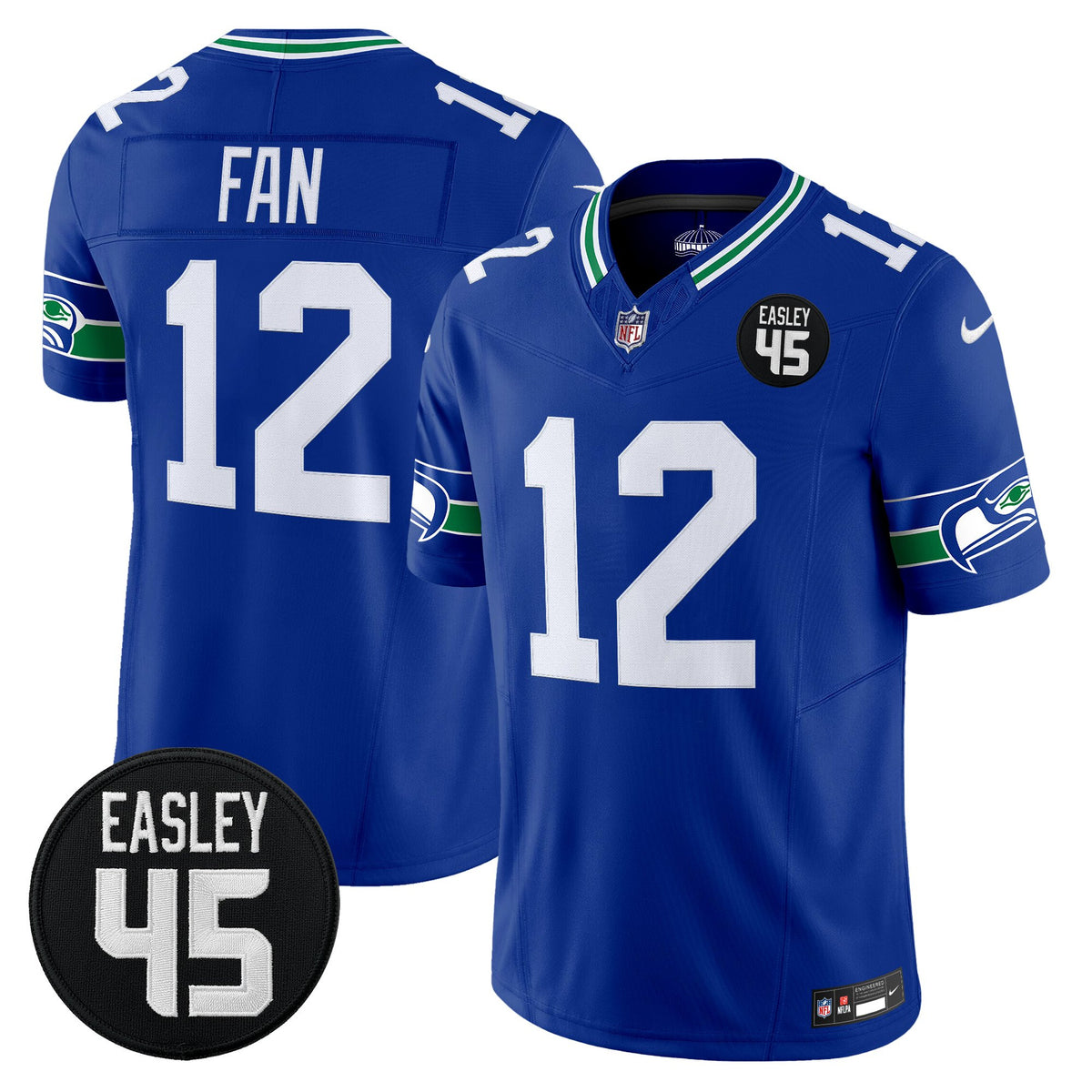 Men's Seattle Seahawks #45 Kenny Easley Memorial Patch Vapor Limited Jersey - All Stitched
