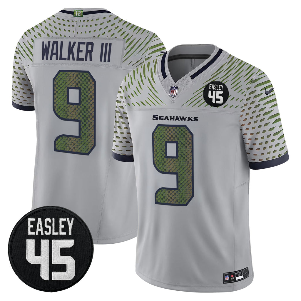 Men's Seattle Seahawks #45 Kenny Easley Memorial Patch Vapor Limited Jersey - All Stitched