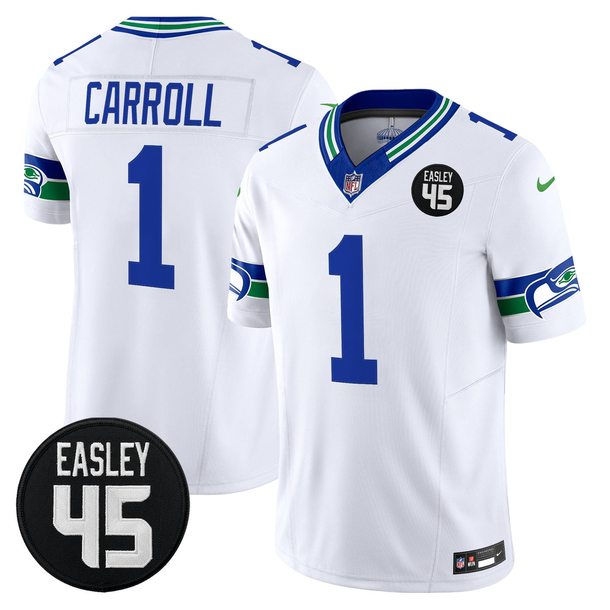 Men's Seattle Seahawks #45 Kenny Easley Memorial Patch Vapor Limited Jersey - All Stitched