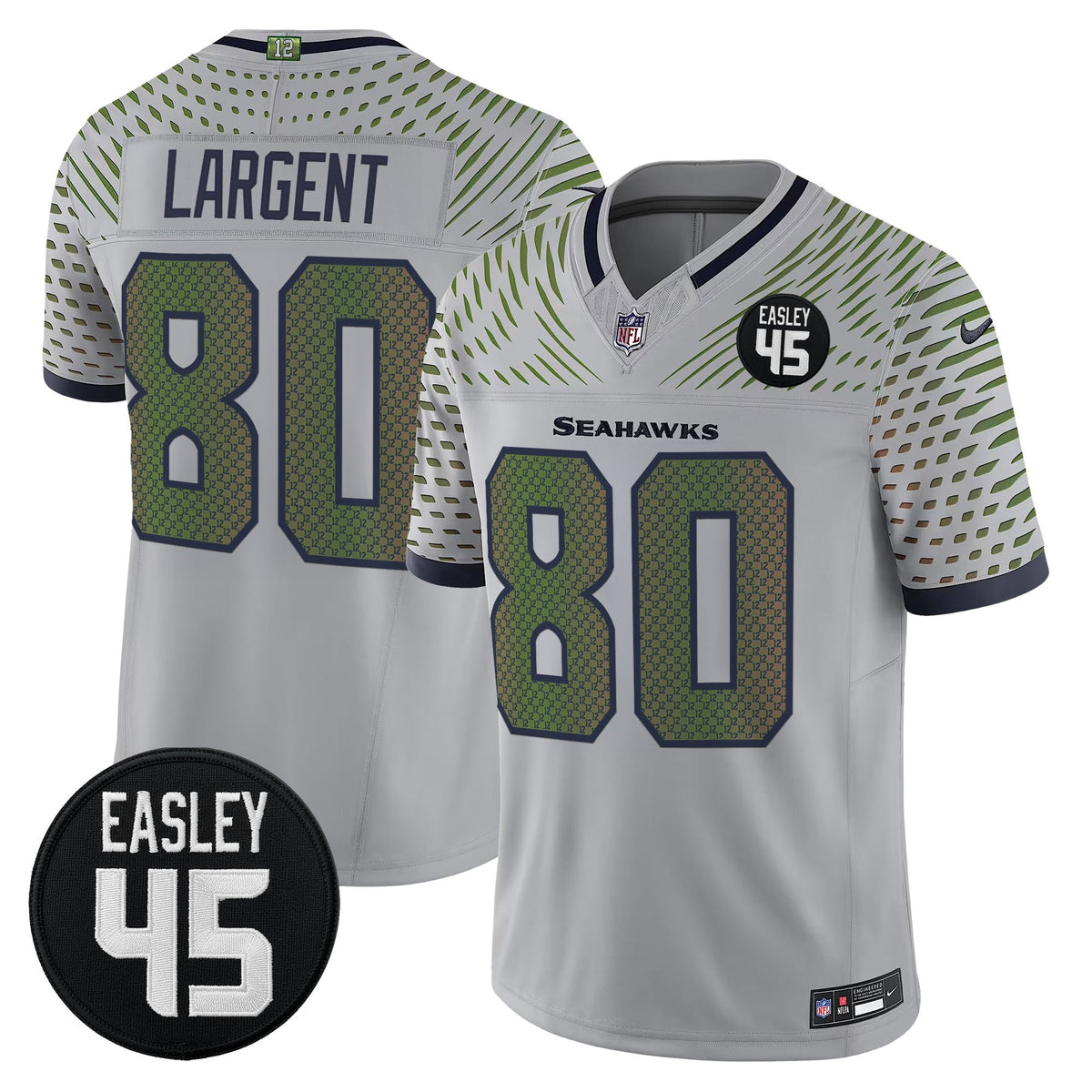 Men's Seattle Seahawks #45 Kenny Easley Memorial Patch Vapor Limited Jersey - All Stitched