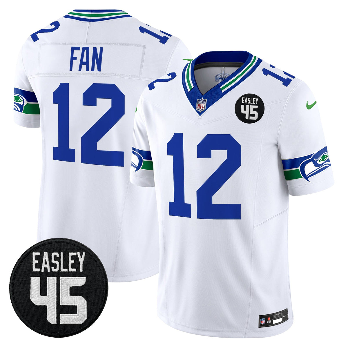 Men's Seattle Seahawks #45 Kenny Easley Memorial Patch Vapor Limited Jersey - All Stitched