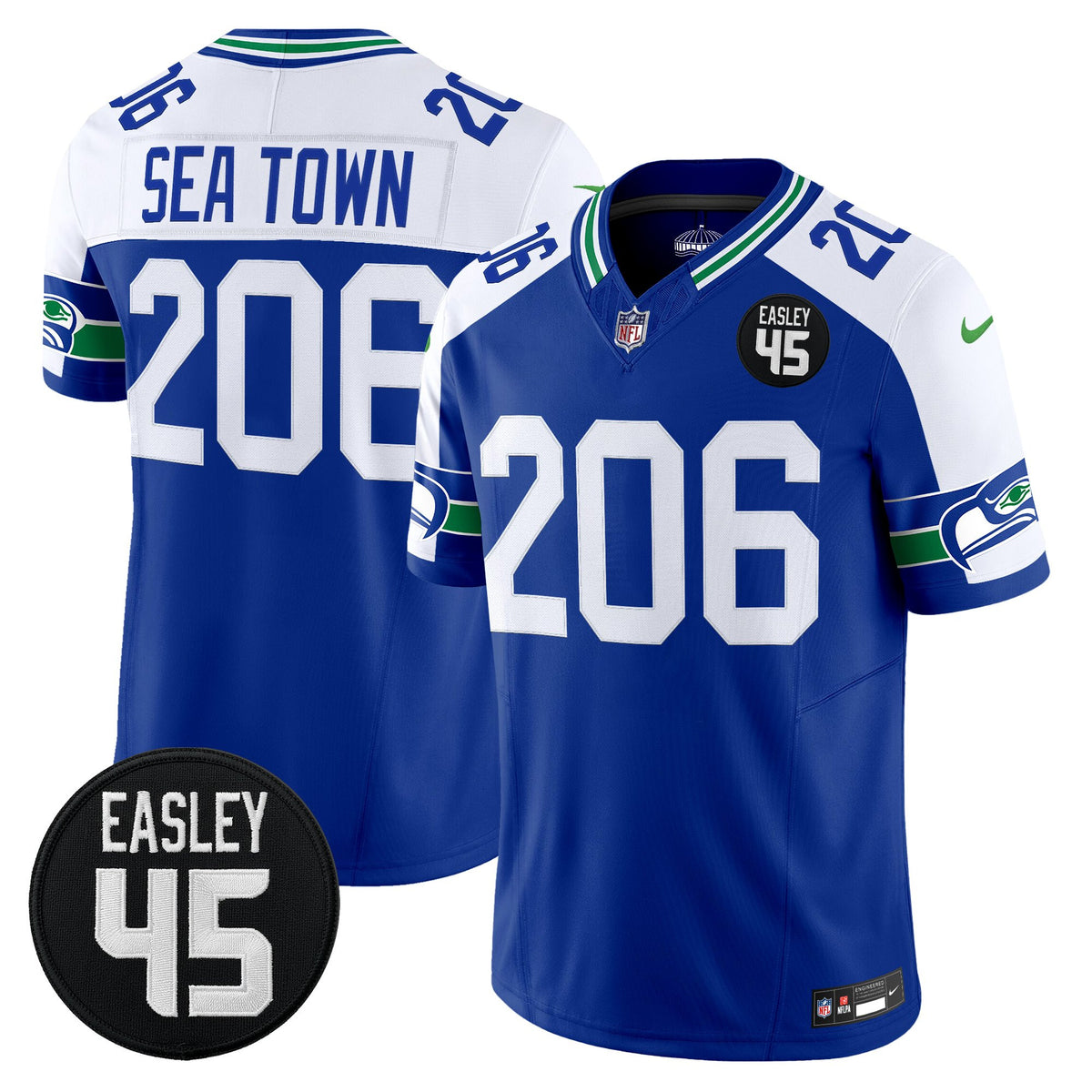 Men's Seattle Seahawks #45 Kenny Easley Memorial Patch Vapor Limited Jersey - All Stitched