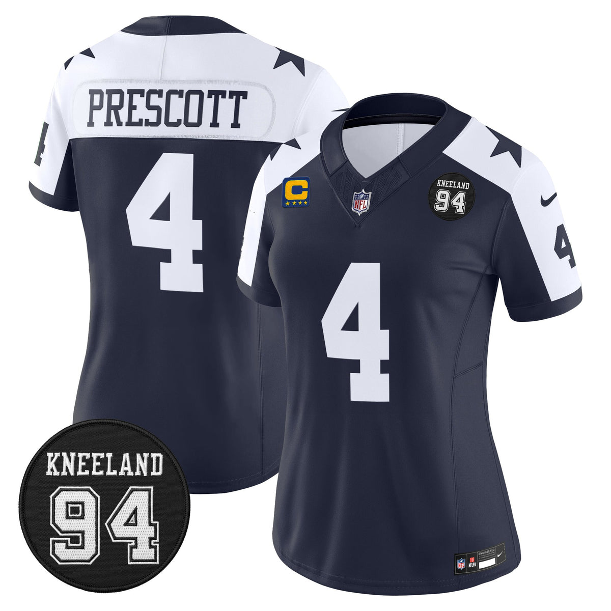 Women's Dallas Cowboys #94 Marshawn Kneeland Memorial Patch Vapor Limited Jersey - All Stitched