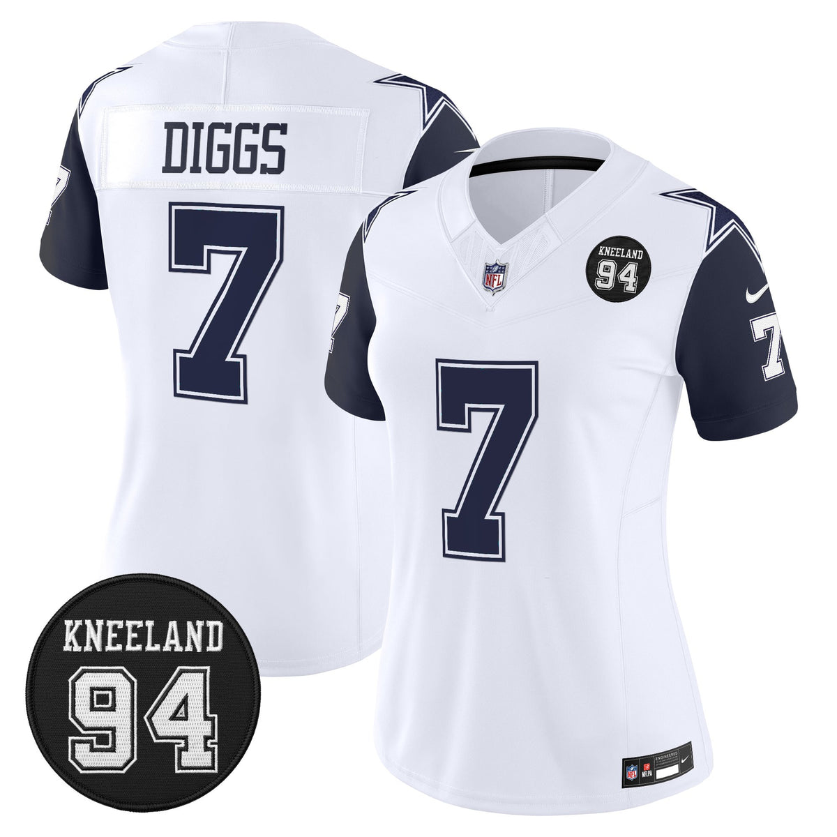Women's Dallas Cowboys #94 Marshawn Kneeland Memorial Patch Vapor Limited Jersey - All Stitched