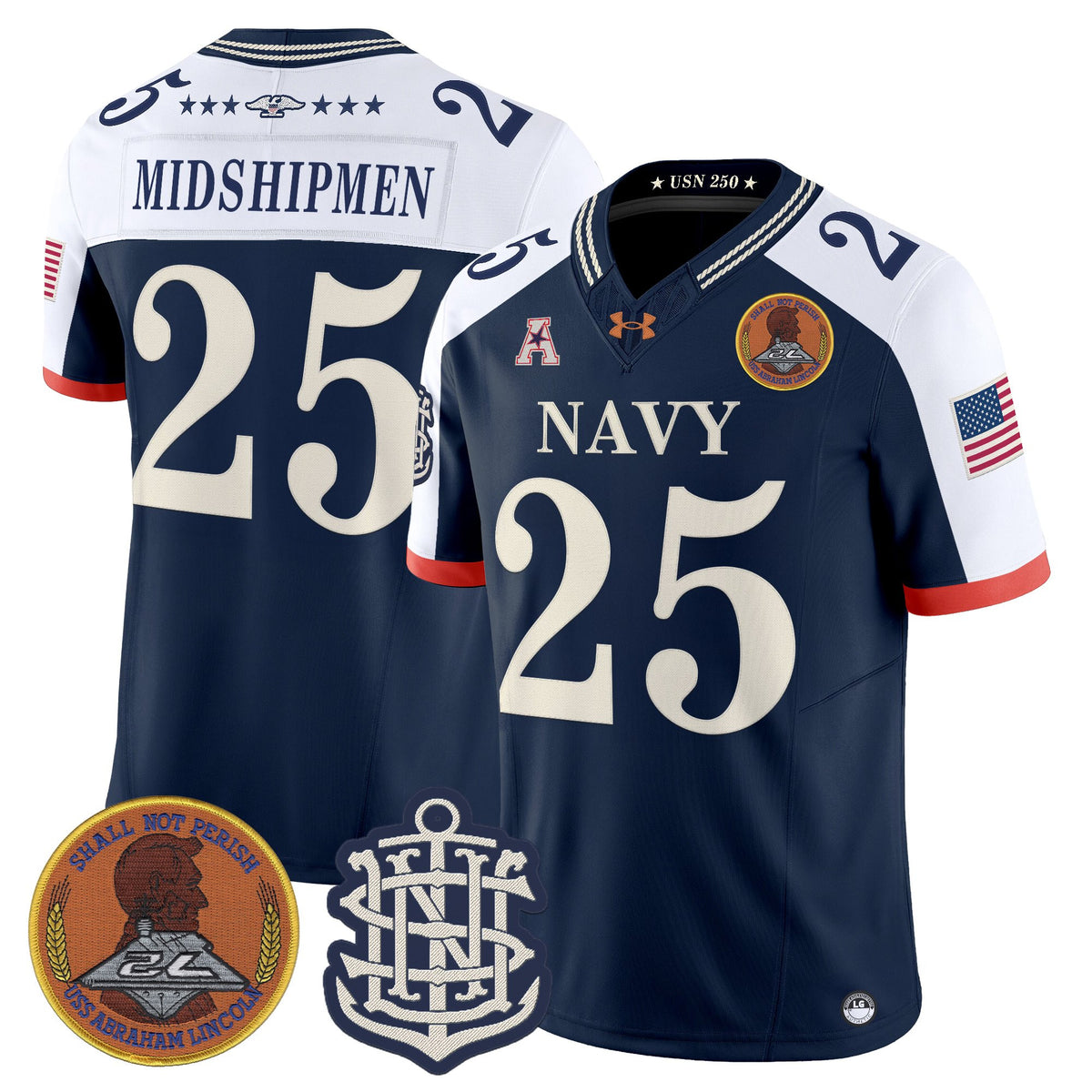 Men's Navy Midshipmen 250th Anniversary Vapor Limited Jersey - Stitched