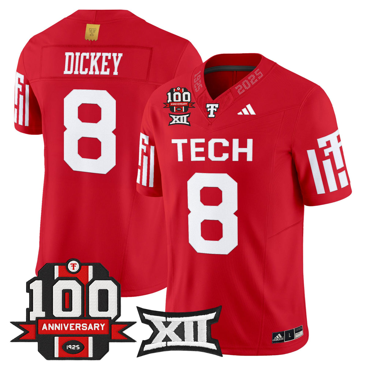 Men's Texas Tech Red Raiders 2025 Vapor Limited Jersey - 100th Anniversary Patch - All Stitched
