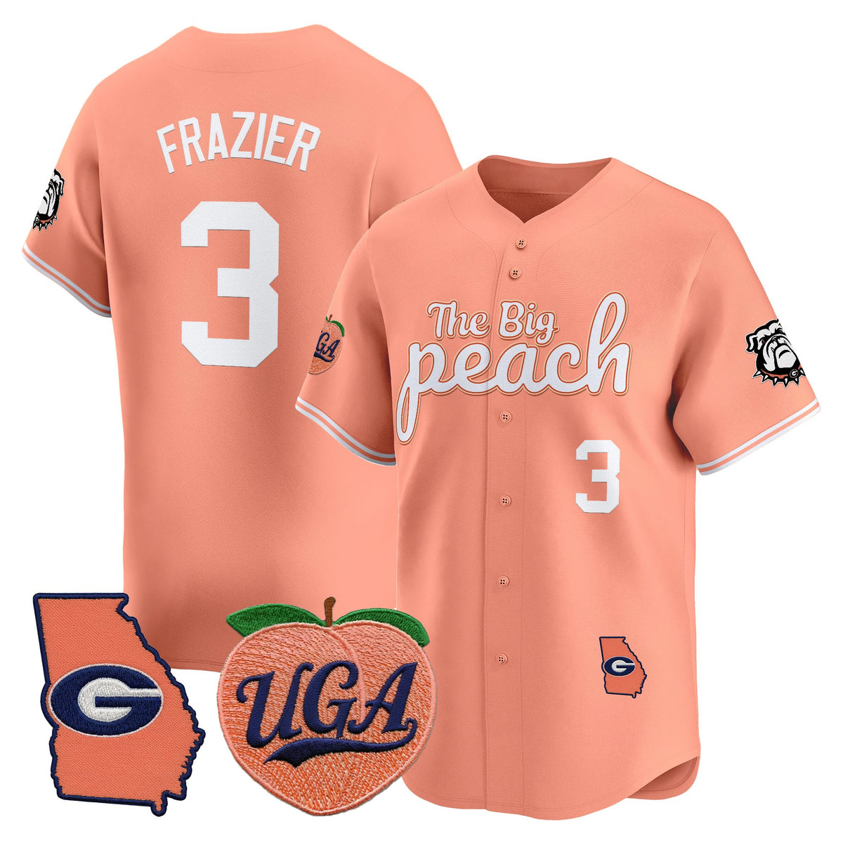 Men's Georgia Bulldogs The Big Peach Vapor Baseball Jersey - All stitched