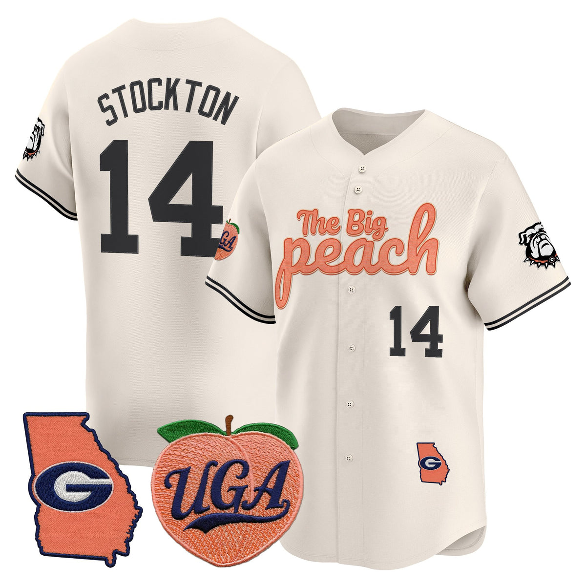 Men's Georgia Bulldogs The Big Peach Vapor Baseball Jersey - All stitched