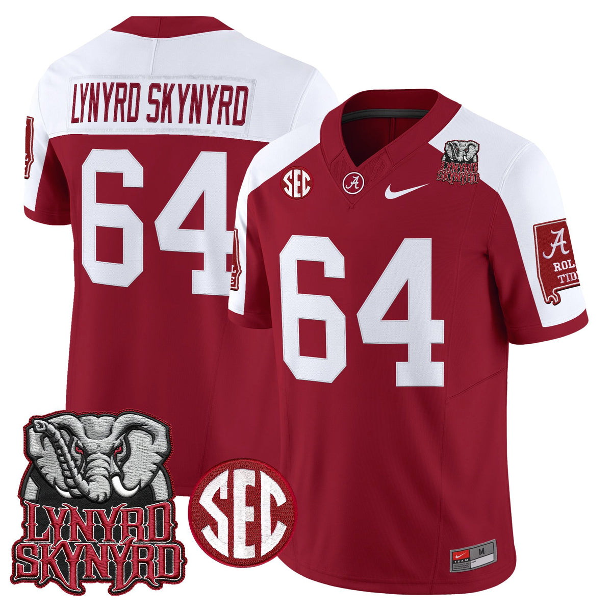 Men's Alabama Crimson Tide x Lynyrd Skynyrd Vapor Limited Jersey - Alabama Map - All Stitched
